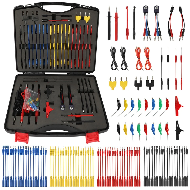 Liiamoar 110 Pcs Automotive Circuit Test Lead Kit, Multimeter Test Leads Kit, Electrical Test Kit, Back Probe Kit Automotive, Relay Wire Connector Kit (with Black Carrying Case), Alligator Clips