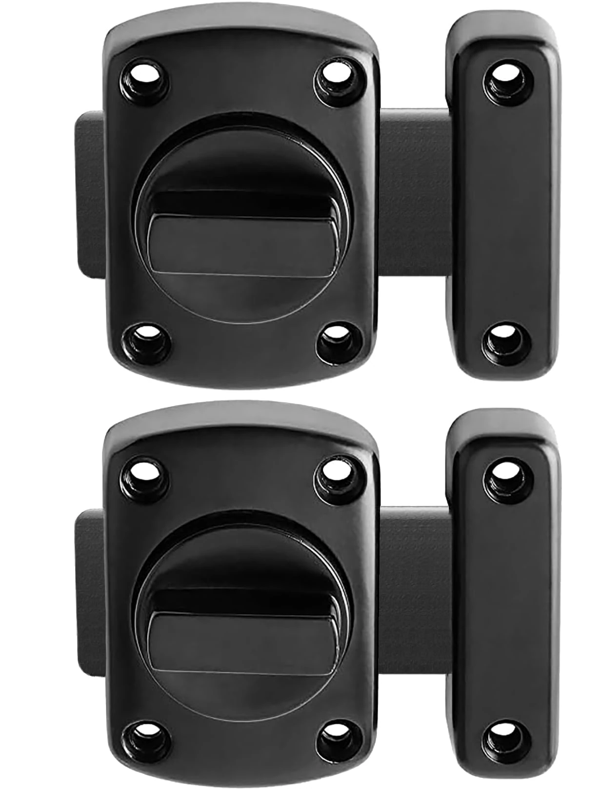 Litensh 2PCS Bathroom Door Bolt Lock Toilet Door Latch Rotate Bolt Gate Slide Latch Stainless Steel Door Locks Brushed Safety Cabinet Slide Lock Latches Matte Black 55MM
