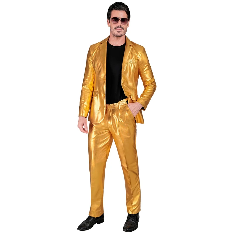 Widmann - Mr Gold Costume Gold Suit, Jacket and Trousers, Showman, Disco Fever, Casino Theme Party, New Year's Eve