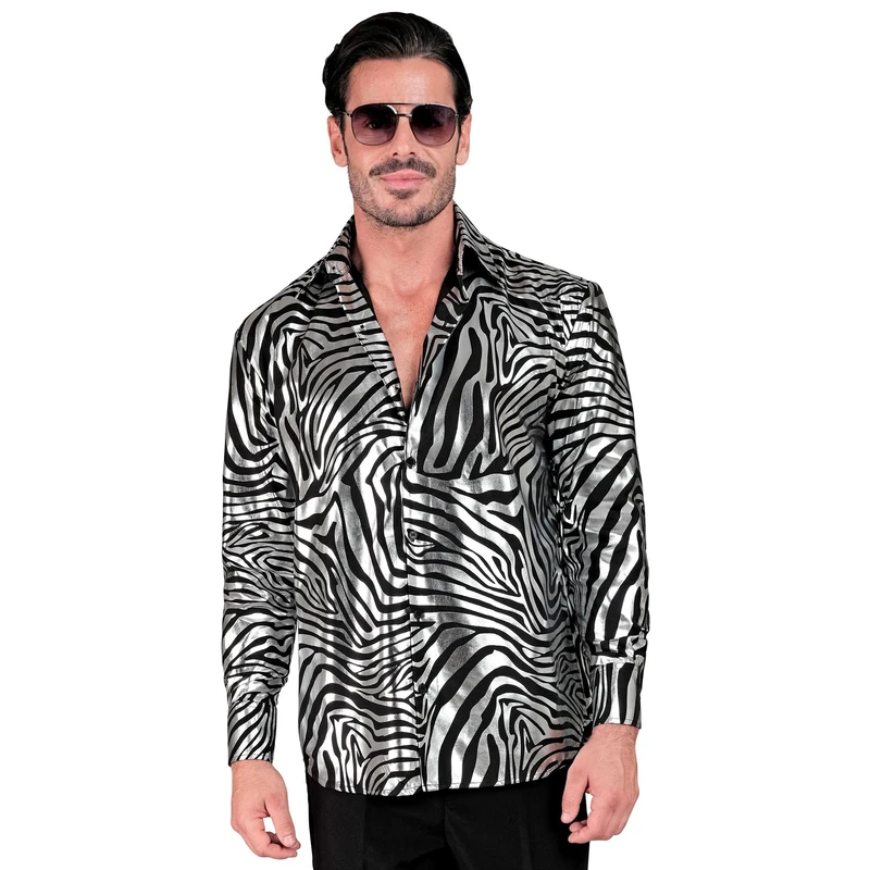 Widmann W MILANO Party Fashion - Party Fashion Shirt, Zebra Pattern, Animal Print, Animal Costume, Showmen, 80s, Disco Fever
