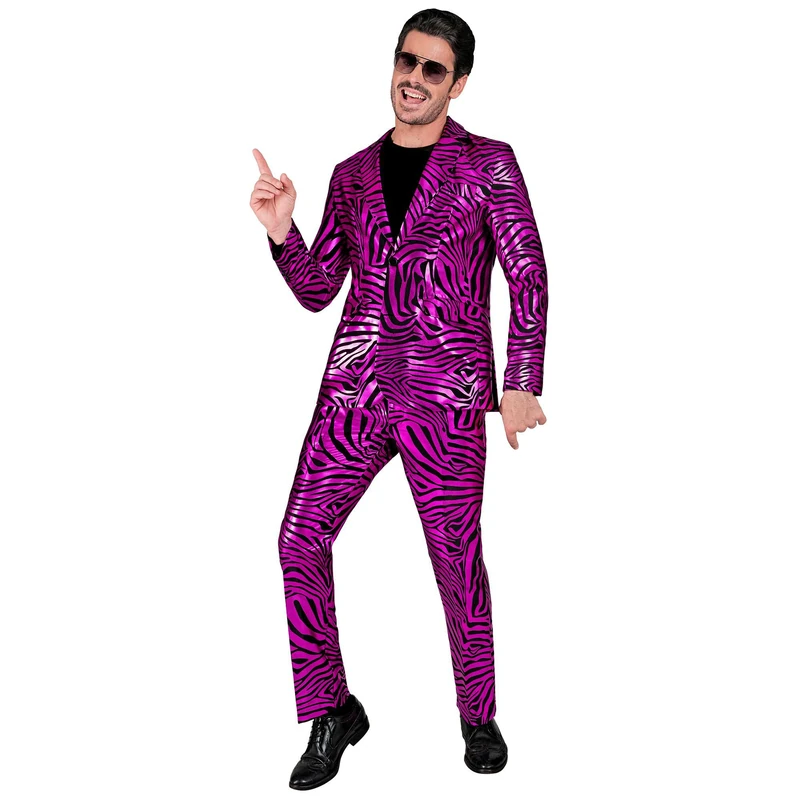 Widmann - Costume Party Fashion Suit, Zebra Pattern, Jacket and Trousers, Animal Print, Animal Costume, Disco Fever, Showmen