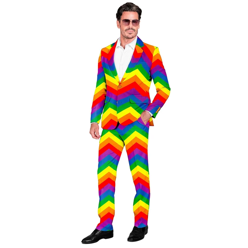 Widmann - Costume Party Fashion Suit, Rainbow Pattern, Jacket and Trousers, LGBTQ, Christopher Street Day