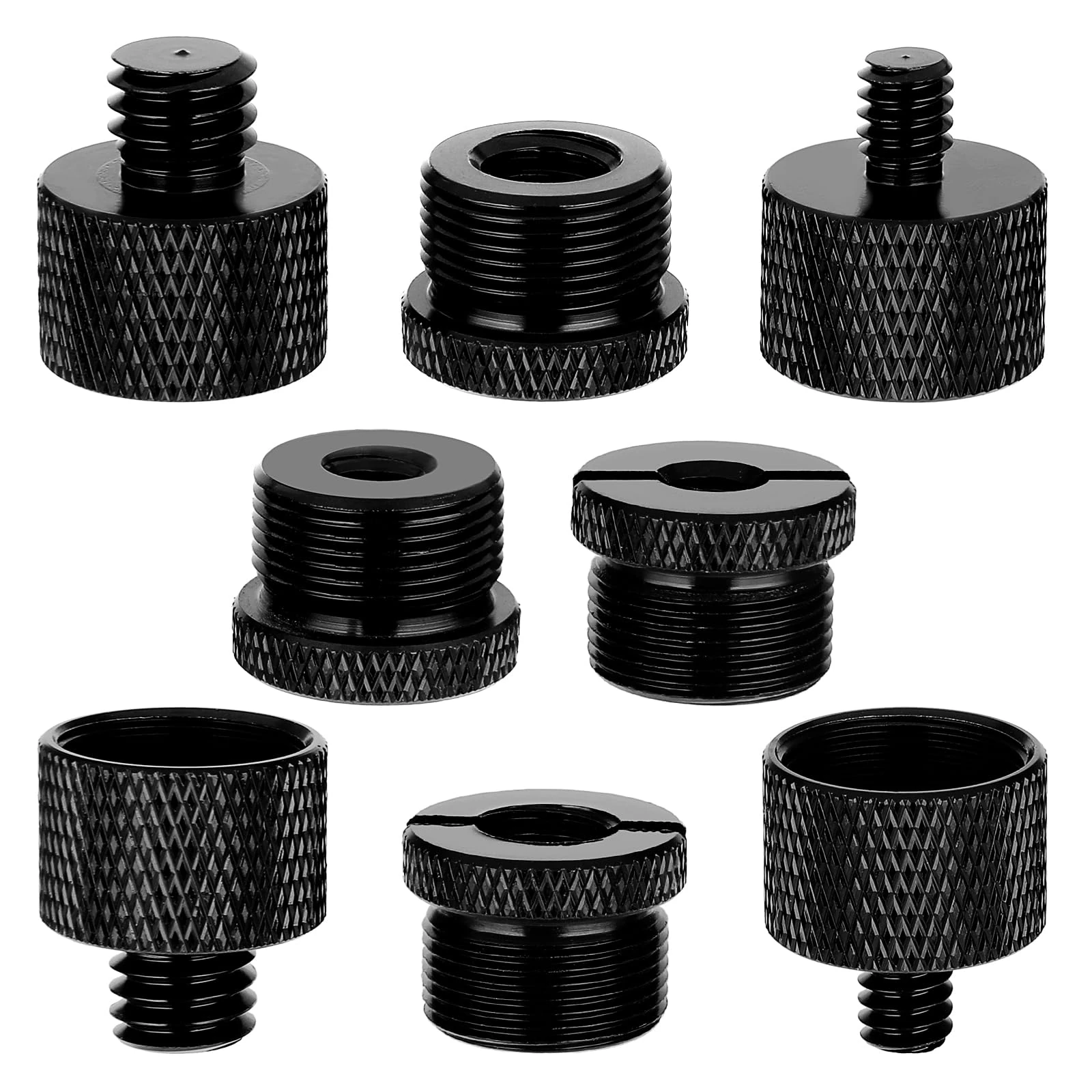 Prasacco 8 Pieces Mic Stand Adapter, 5/8 Female to 3/8 Male 3/8 Female to 5/8 Male 5/8 Female to 1/4 Male 1/4 Female to 5/8 Male Screw Thread for Microphone Stand Mount to Camera Tripod