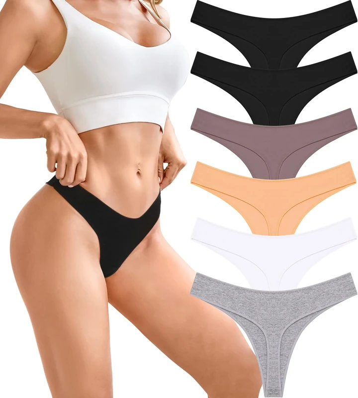 BeReady Cotton Thongs for Women Sexy Ladies Underwear Panties Hipster Bikini Breathable Knickers for Women Multipack 6