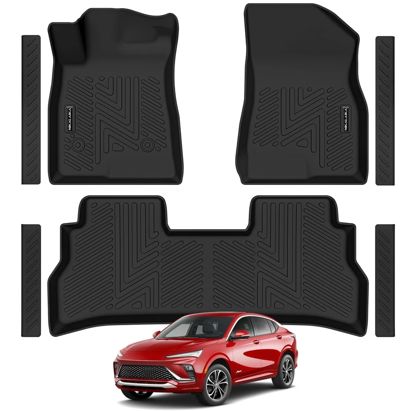 NIKALAIKA Car Mats, Floor Mats for 2024 Buick Envista All Weather Protection TPE Rubber Floor Liners, Odorless Anti-Slip, 1st 2nd Row, Black