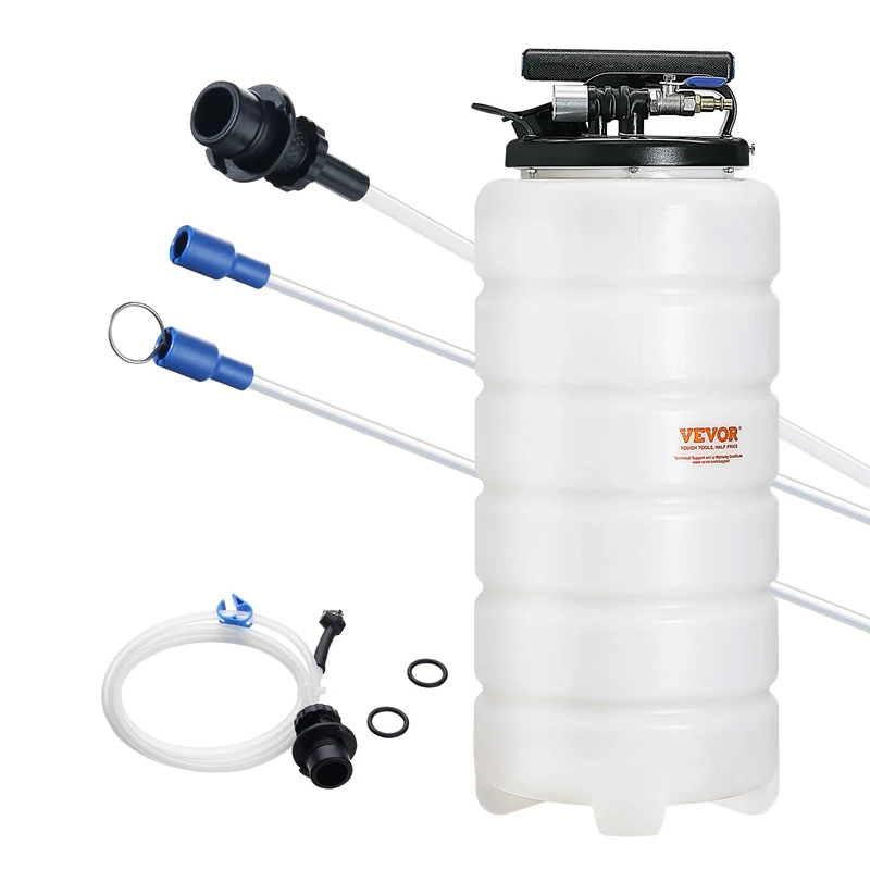 VEVOR Fluid Extractor, 4 Gallons (15 Liters), Pneumatic/Manual Oil Changer Vacuum Fluid Extractor with Dipstick and Suction Hose, Oil Extractor Change Pump for Automotive Fluids Vacuum Evacuation