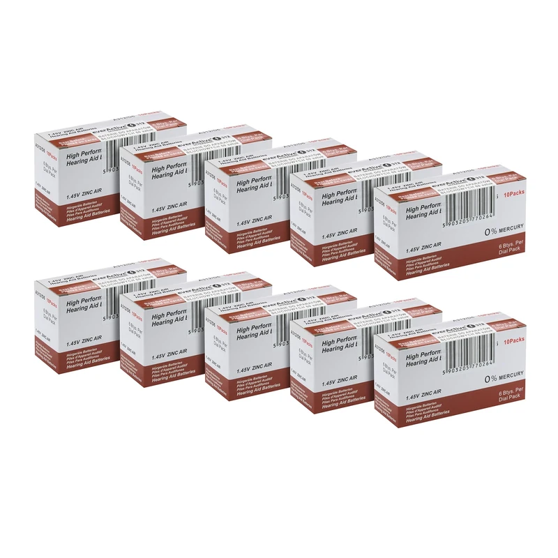 everActive 312, 600 Pieces, Hearing Aid Batteries, High Performance, Zinc Air Batteries, 100 Blister Cards, 4 Year Shelf Life, Brown, Ultrasonic PR41