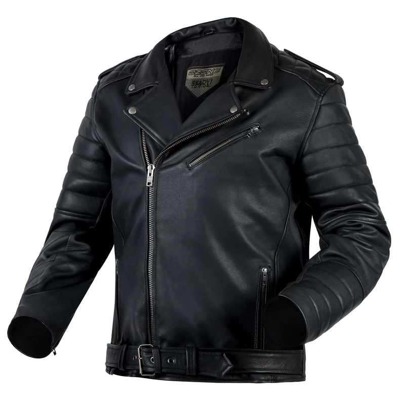 OZONE MOTO Men's Modern Motorcycle Jacket, Black, XXXXXXXL