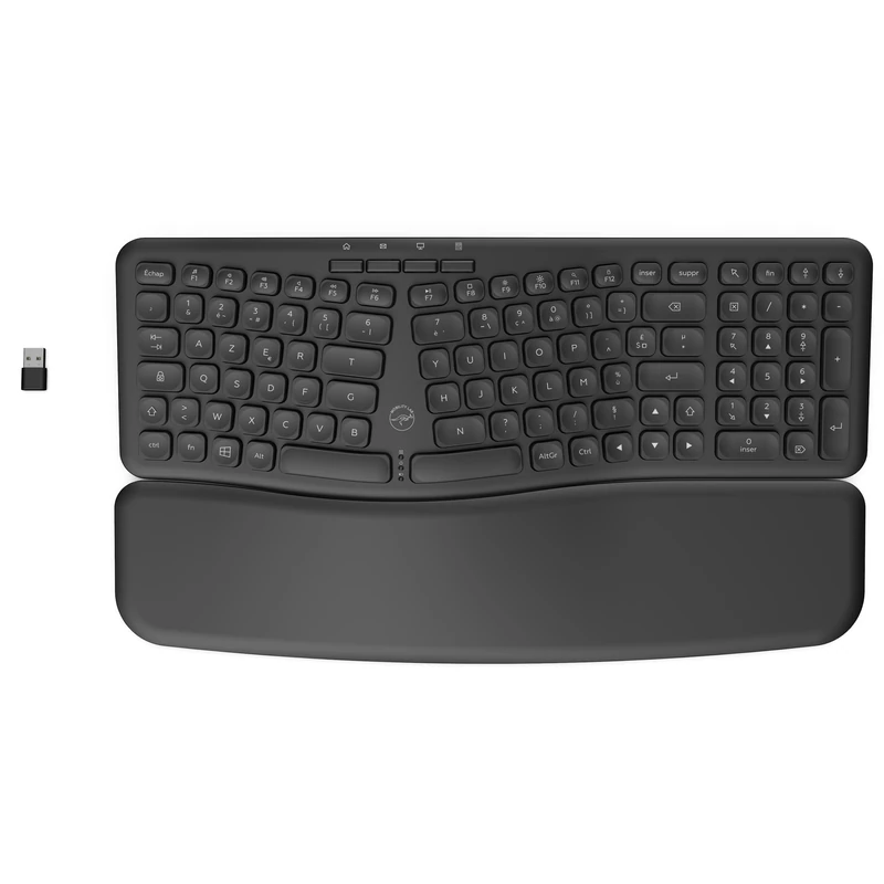 Mobility Lab Ergonomic Wireless Keyboard with Magnetic Wrist Rest - Comfortable Design and Natural Posture - Adjustable Tilt - Numeric Keypad + 16 Shortcut Keys -