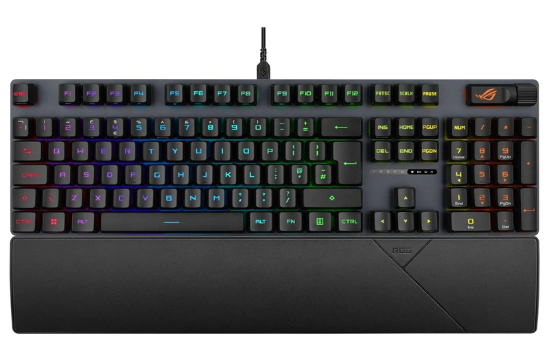 ASUS ROG Strix Scope II RX Gaming Keyboard, IP57, Dampening Foam, Pre-lubed ROG RX Red Optical Switches, PBT Keycaps, multi-function controls, Xbox Game Bar function hotkeys, RGB-Black, UK Layout
