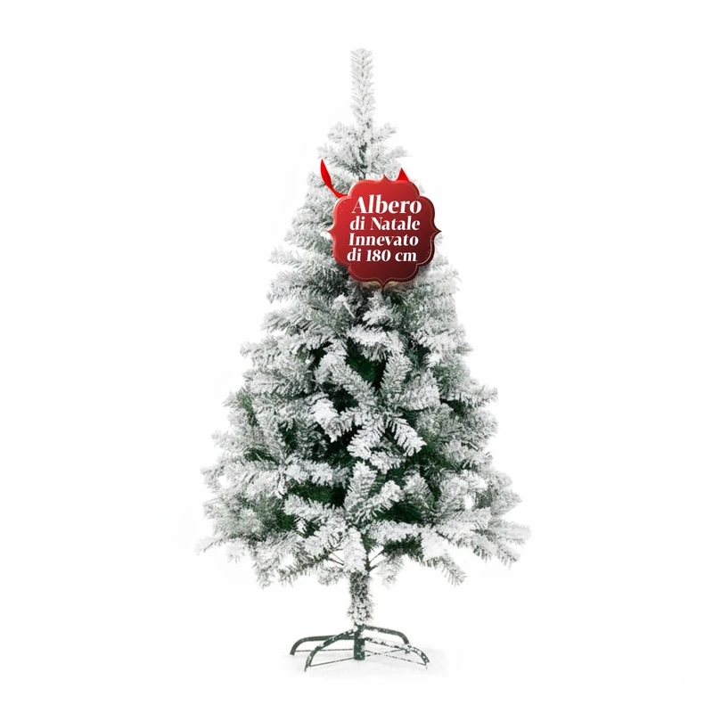 Avilia 180 cm Artificial Snow-Covered Christmas Tree with 715 Branches. Perfect for Indoors, Ready to Be Decorated with Lights and Christmas Ornaments with Metal Base and Easy Coupling Diameter 100 cm - Image 1