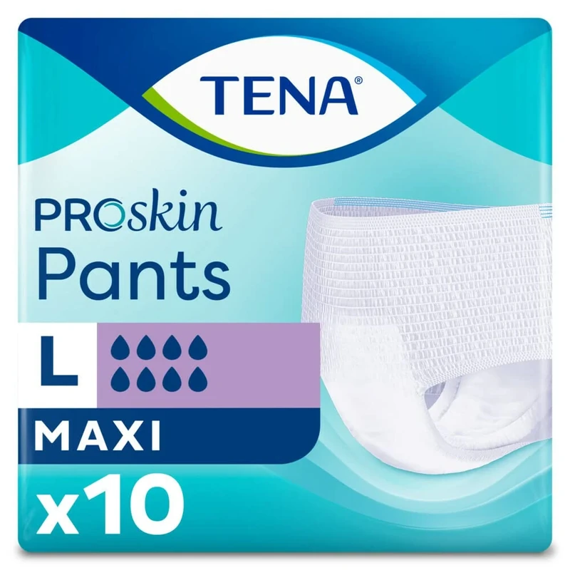 TENA Pants Maxi | Size Large | High Absorbancy | 8 Drops | Incontinence Pants | 1 Pack of 10