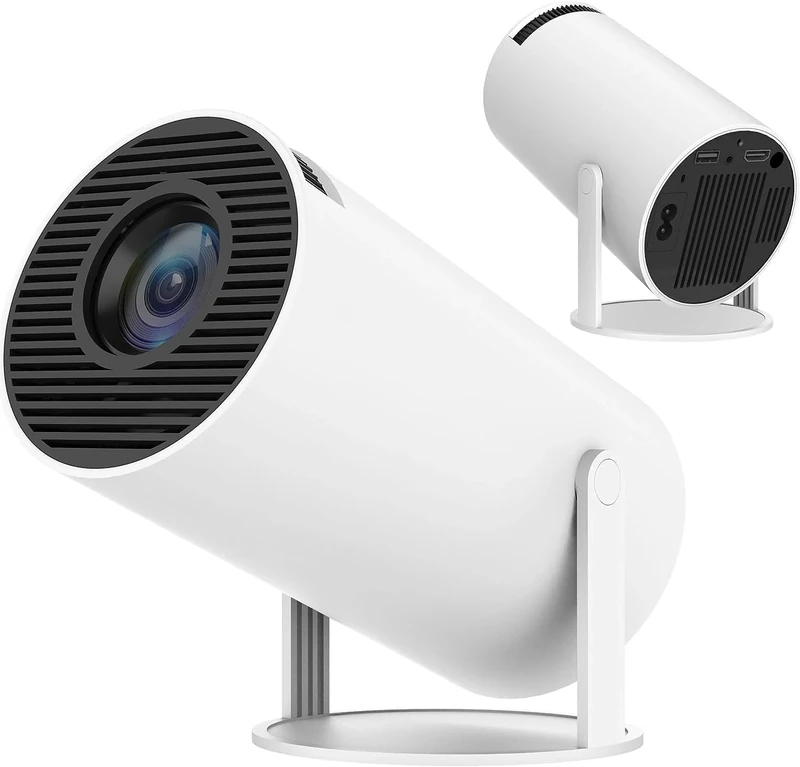 AILRINNI 4K Mini Projector with WiFi and Bluetooth 5.0-200 ANSI Outdoor Movie Projector, Auto Keystone Correction Portable Smart Projector Home Theater Compatible with iOS/Android/PC/DVD (White)