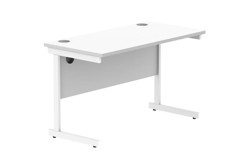 Office Hippo Essentials Rectangular Writing Computer Work Place, Home Office Desk with Cable Port Management, MFC, Arctic White, 120x60cm