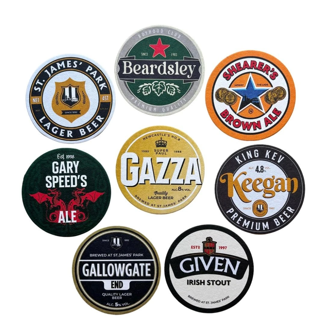 Newcastle United Football Beer Mat Coasters - Perfect for a Gift or Present for Any Newcastle Fan (8-Pack)