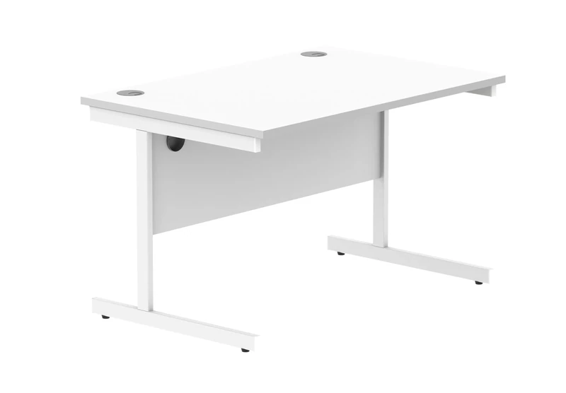 Office Hippo Essentials Rectangular Writing Computer Work Place, Home Office Desk with Cable Port Management, MFC, Arctic White, 120x80cm