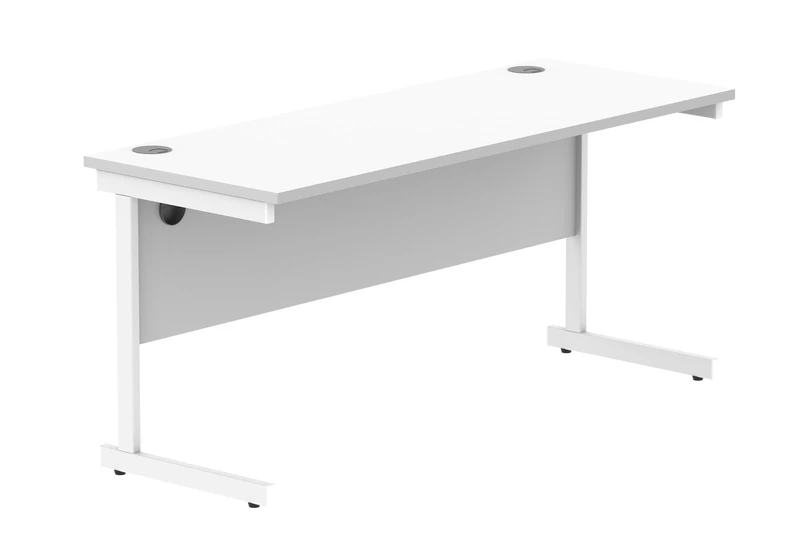 Office Hippo Essentials Rectangular Writing Computer Work Place, Home Office Desk with Cable Port Management, MFC, Arctic White, 160x60cm
