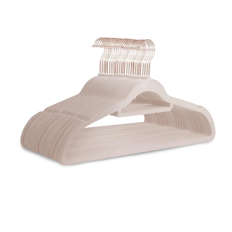 KEPLIN Velvet Hangers 50 Pack - Non-Slip Clothes Hangers with Tie Bar & 360° Hook - Durable & Sturdy, Space-Saving Wardrobe Organisers for Suits, Jackets & Clothes- Home Storage Solution (Blush Pink)