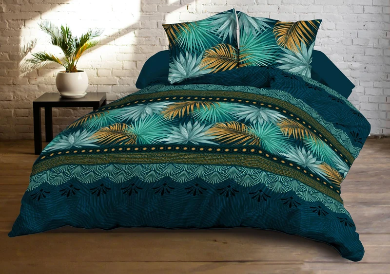 Le linge de Jules Duvet Cover 240 x 260 cm + 2 Pillowcases – Soft and Durable Microfibre – Easy Care – Paraiso, Blue