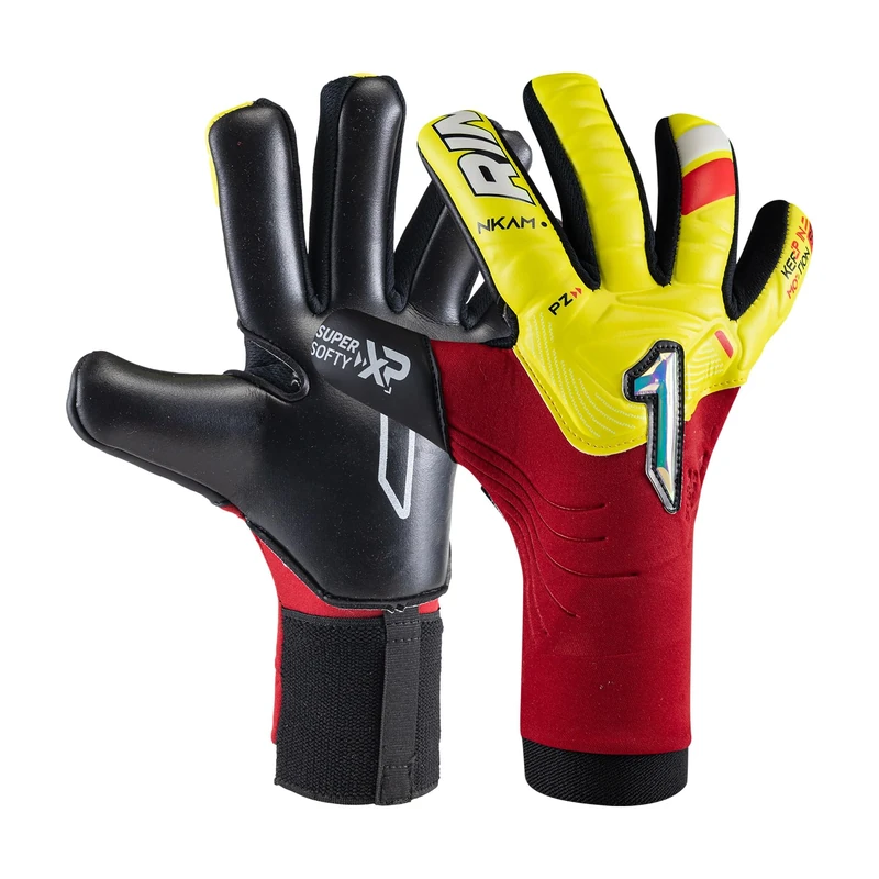Rinat NKAM Football Goalkeeper Gloves Half Adult Red Unisex Size 10