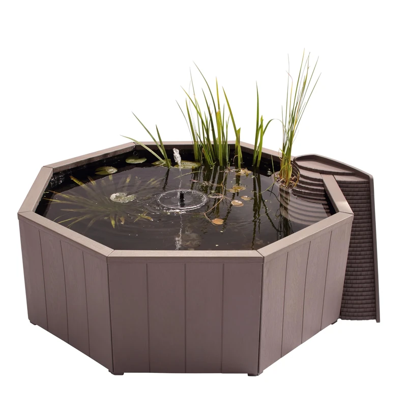 Blagdon Liberty No Dig Nature Pool, Raised Pond for Garden or Patio, Click Fit Easy Construction, with Floating Solar Fountain Pump, Bird Landing Platform, Wildlife Access Ladder and Planting Pocket