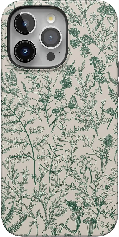 Casely iPhone 15 Pro Case | Sage Garden | Green Floral | Compatible with MagSafe and Action Button