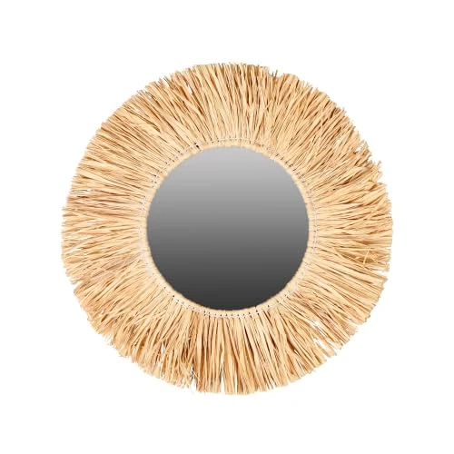 NATURAL LIVING " Mirror with Raffia Fringes DIAM 46CM