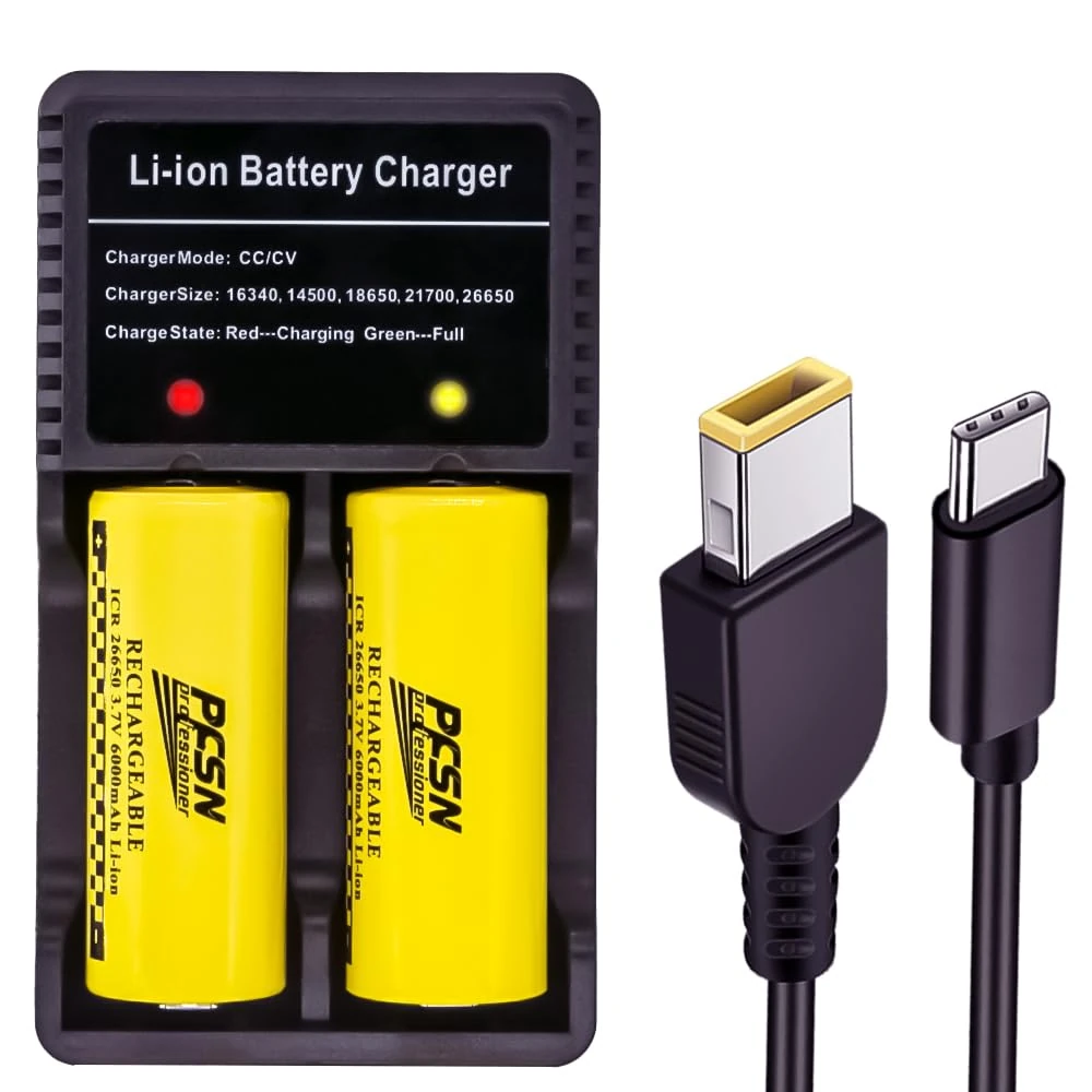 PFSN Universal 26650 Battery Charger - Speedy 26650 Battery Charger for 3.7V Lithium Batteries 18650 21700 14500 Rechargeable Battery