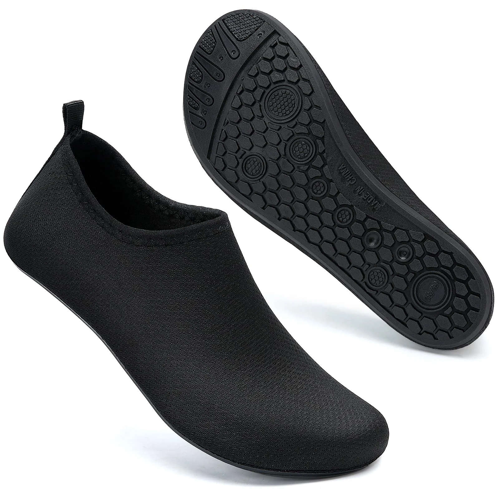 Swim Water Shoes Socks Barefoot Protecting for Sea Beach Swimming Pool Ladies Women Mens(Black 175,6/7 UK,40/41 EU)