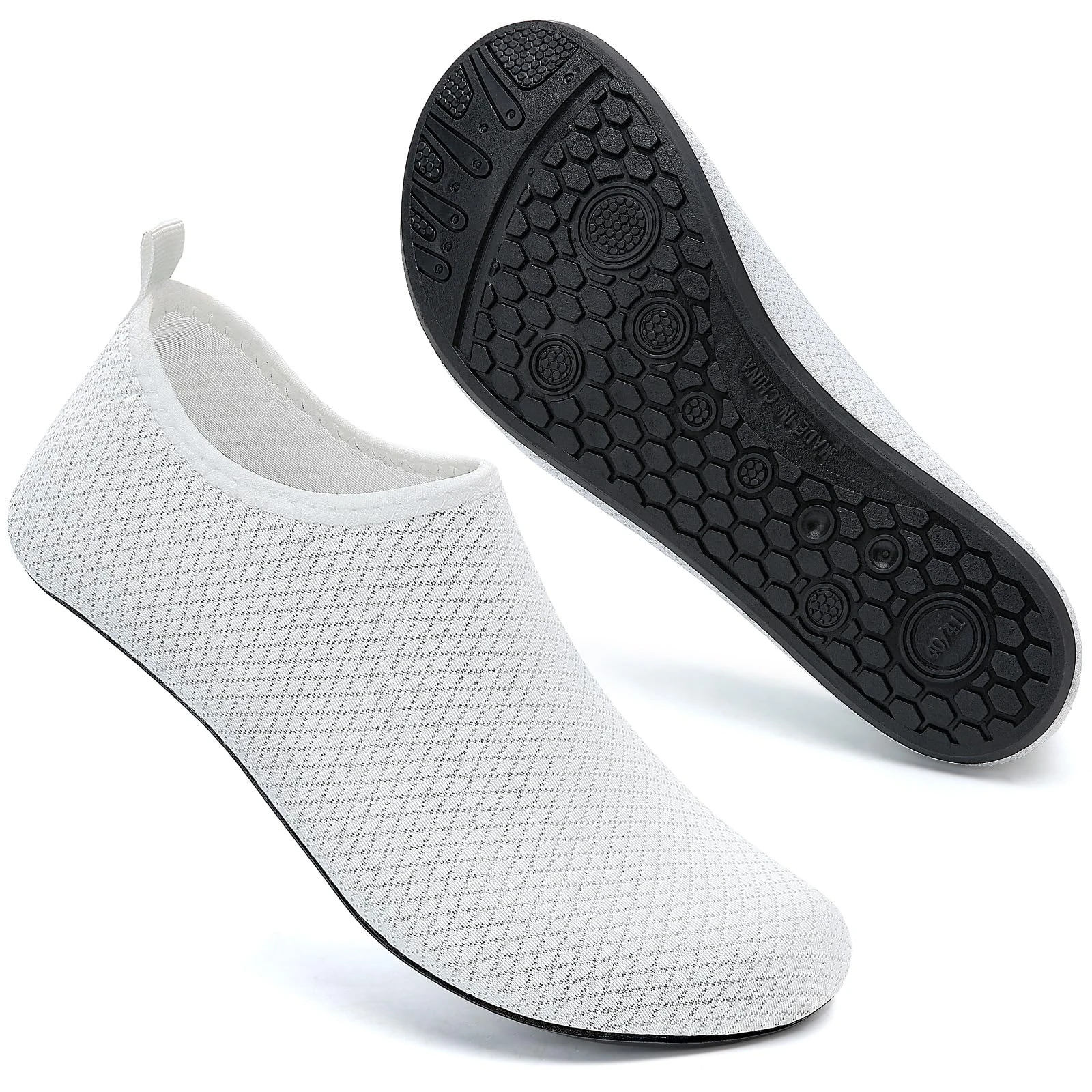 Swim Water Shoes Socks Barefoot Protecting for Sea Beach Swimming Pool Ladies Women Mens(White 174,6/7UK,40/41 EU)