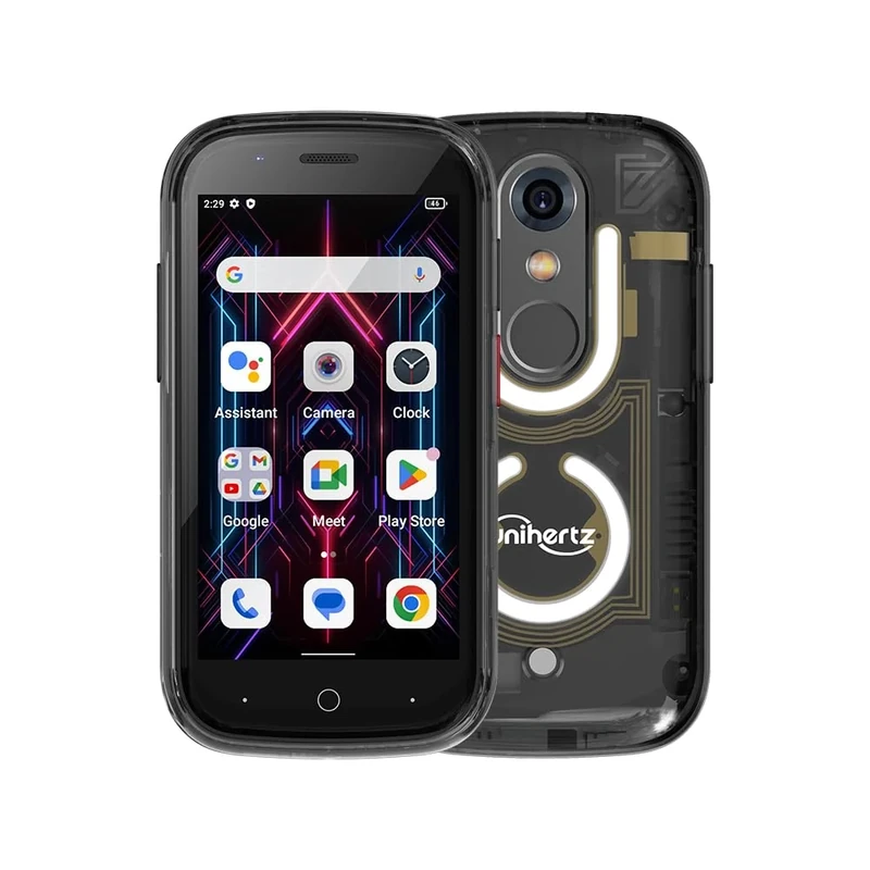 Unihertz Jelly Star Mini Smartphone, 3 Inch the World's Smallest Tiny Cell Phone 4G Android 13 Transparent Design LED Light NFC OTG, Black (NO Charger) - Image 1