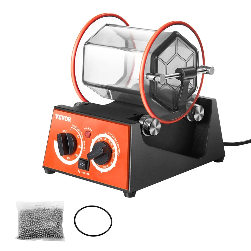 VEVOR Jewelry Polisher 3kg 45W Jewelry Polishing Machine 5 Speeds 0-60 mins Adjustable Rotary Drum Polisher Two-Way Action for Polishing Stone Rock Iron Jewelry - Image 1