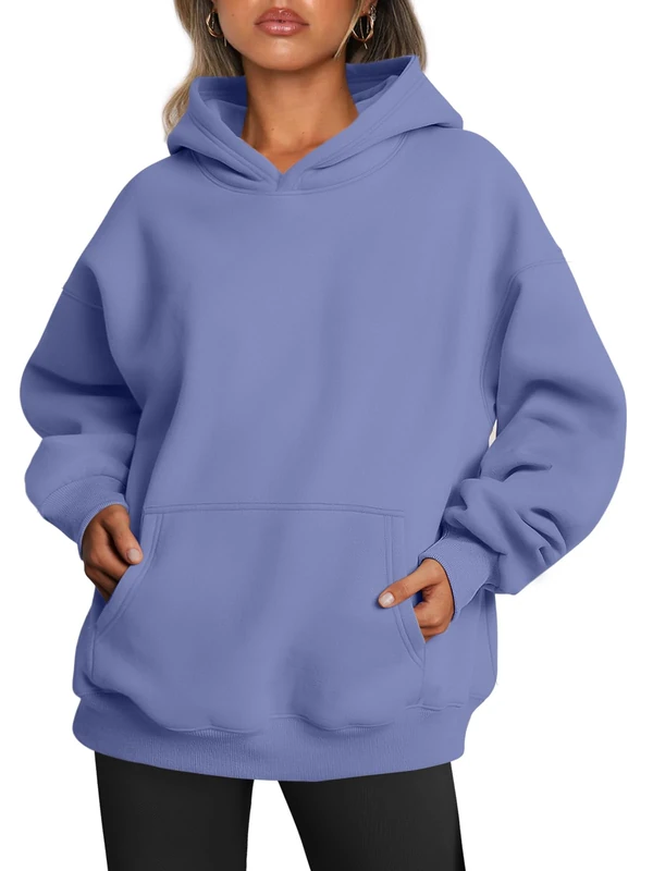 Trendy Queen Womens Oversized Hoodies Fleece Sweatshirts Long Sleeve Sweaters Pullover Fall Outfits with Pocket, Blue Purple, S
