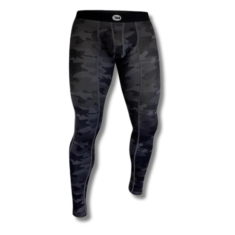 Real Men D Pouch Compression Pants, Mens Leggings, Yoga Pants, Tights, Base Layer Cold Weather, B Pouch 1 Pack - Grey Camo Black, Small - Image 1