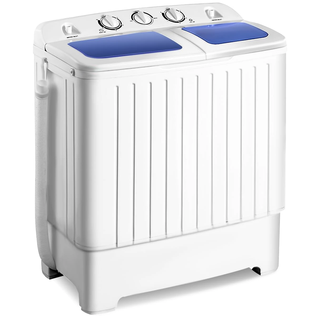 COSTWAY Twin Tub Washing Machine, 8kg Total Capacity Portable Laundry Washer and Spin Drying Machine with Timer Control for Apartment Dorms Camping (5KG Washer 3KG Drying, Blue + White)