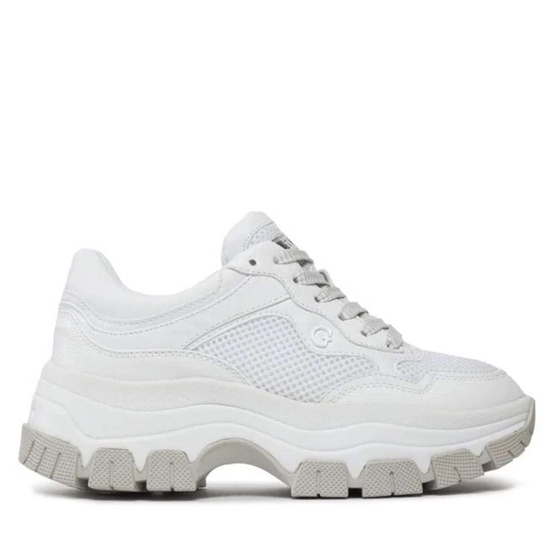 GUESS Women's BRECKY Sneaker, 8 UK White