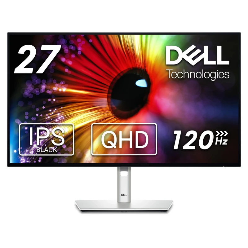 Dell U2724D UltraSharp 27 Inch QHD (2560x1440) Monitor, 120Hz, IPS Black, 5ms, 98% DCI-P3, 2x USB-C, 2x DisplayPort, HDMI, 3x USB, 3 Year Warranty, Silver