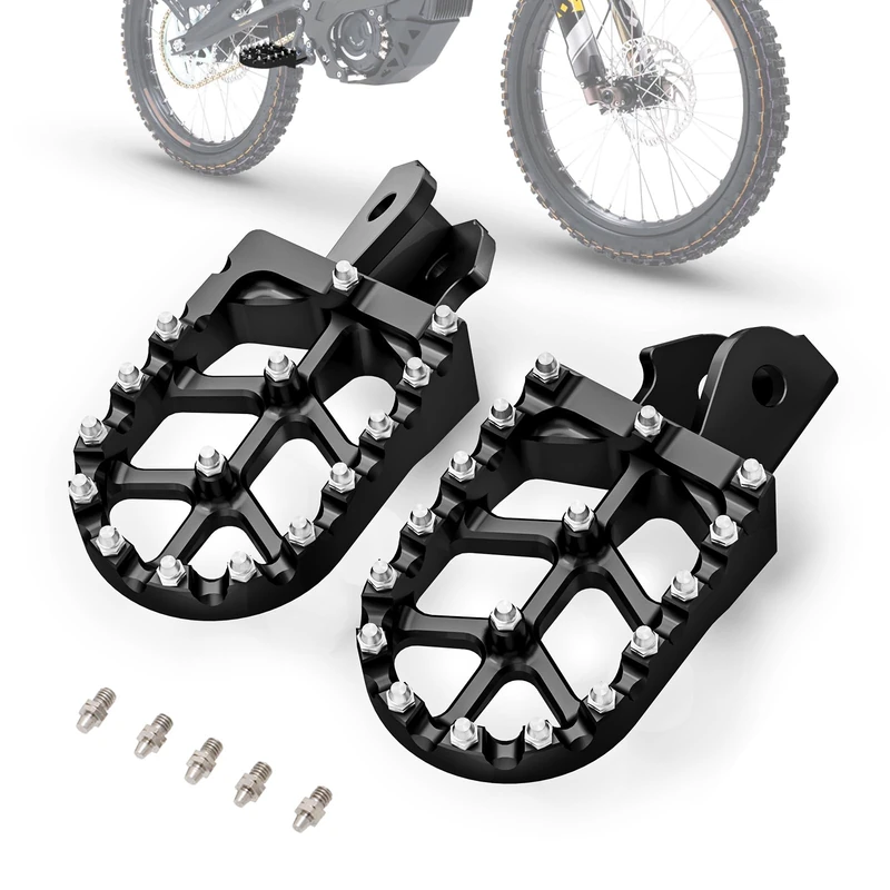 IUVSIWN Sur Ron Foot Pegs,Motorcycle Footpegs Wider Foot Rest Pedal 7075 Aluminum for Surron Sur Ron Light Bee X/S Talaria Sting MX3/R MX4 Talaria XXX Segway X260 X160 Electric Dirt Bike EBike Black