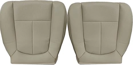 AOUTTUOA Front Driver and Passenger Bottom Perforated Leather Seat Covers Tan Compatible with Ford F150 2009 2010 2011 2012 2013 2014