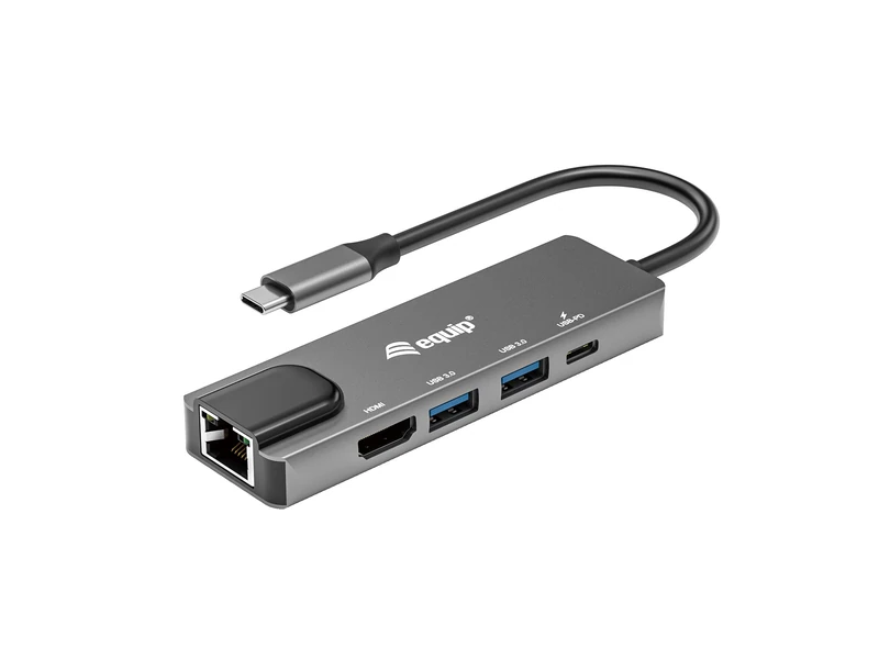 Equip 133489 USB-C 5-in-1 Multifunction Adapter HDMI Gigabit LAN USB 3.2 GEN1 100W USB PD