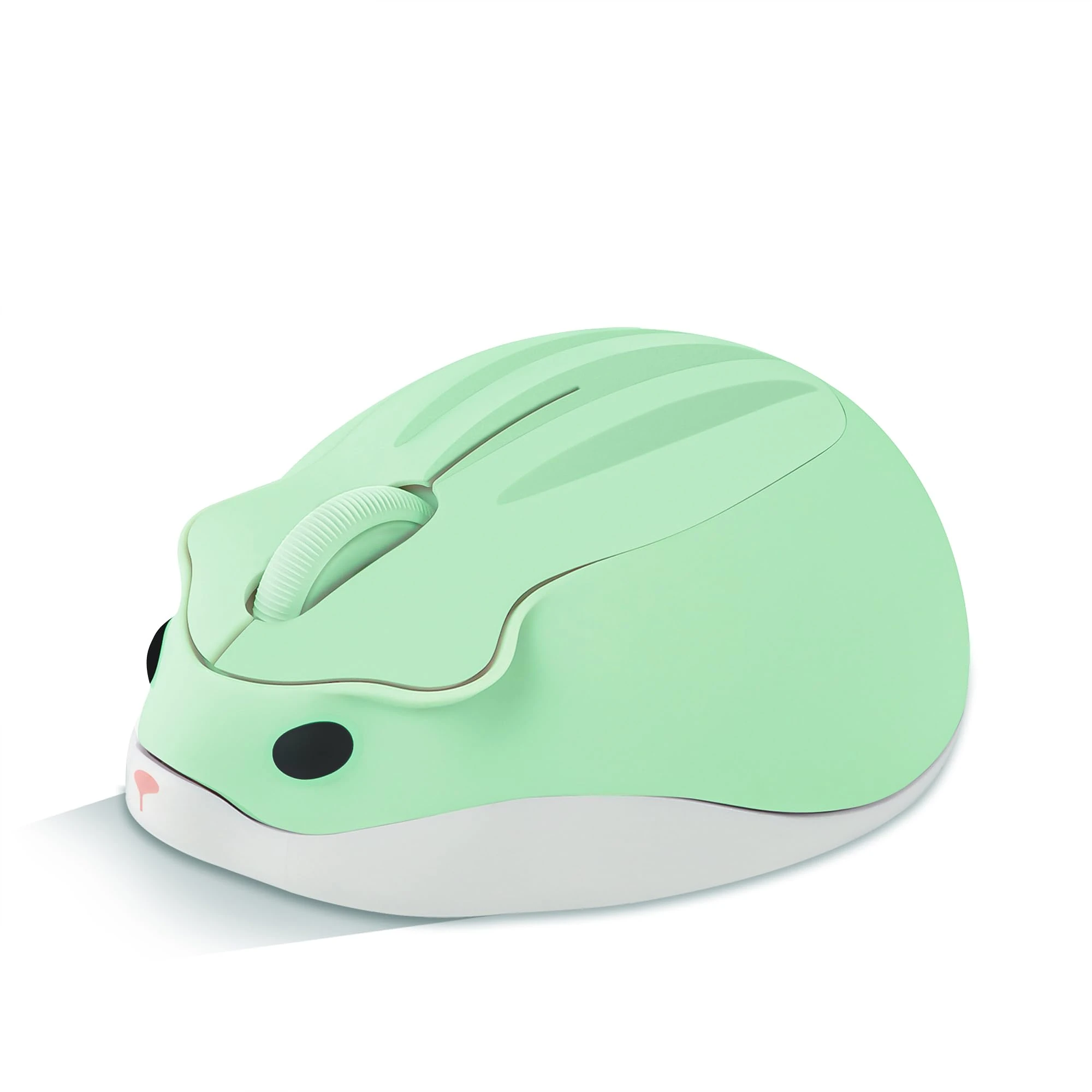 Wireless Mouse Cute Hamster Shape Optical Mice Green Mouse,1200 DPI Noise Reduction Ultra Portable Travel Mice,2.4 GHz with USB Unifying Receiver for PC Mac Laptop Computer Kids Girl School Gift