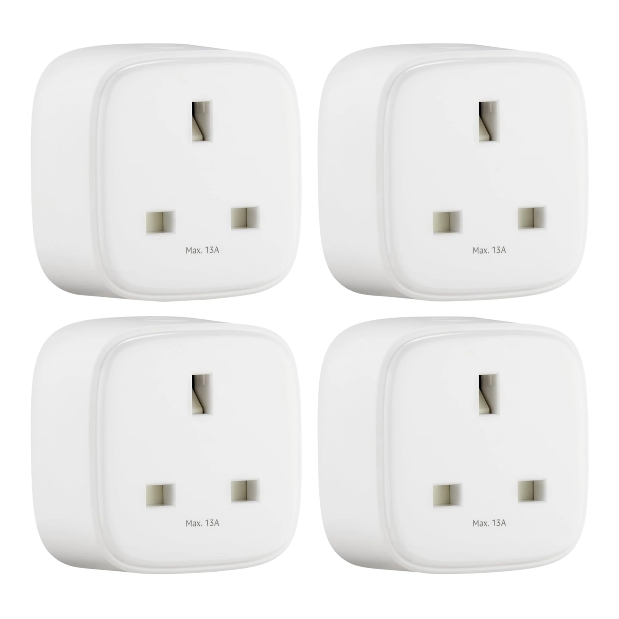 Amazon Basics Single Outlet Indoor Wi-Fi Smart Plug, works with Alexa only, 4 Pack, White, UK