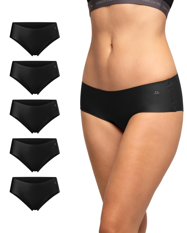 DANISH ENDURANCE Women's Invisible Hipster Panties - 5 Pack Black S