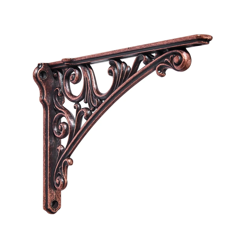 Khtumeware Shelf Bracket 8 Inch, Decorative Brackets for Shelving, Heavy Duty Vintage Ornate Shelf Bracket, Hardware Included, 4 Pack, Antique Copper Finish, 7.87x5.5x1.73 inch