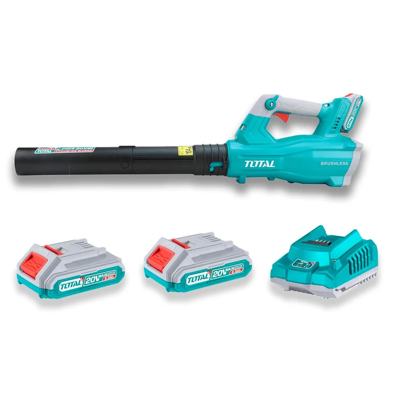 TOTAL - Brushless Battery Blower | 83 x 25 x 3 cm | Blue | Volume of 8.5 m3/min | Blower with Variable Speed Control for Leaf Cleaning - Image 1