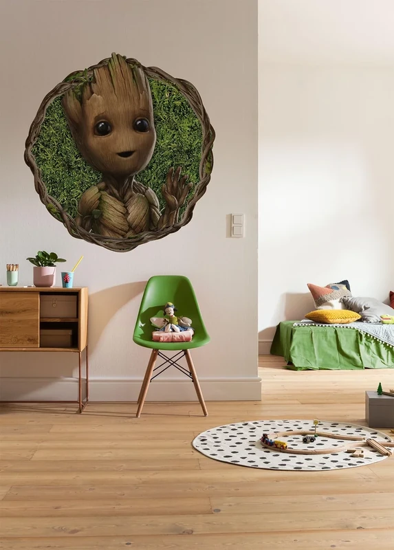 Groot Little Twig Self-Adhesive Non-Woven Photo Wallpaper/Wall Sticker, Size 125 x 125 cm, Children's Wallpaper, Star Wars, Marvel