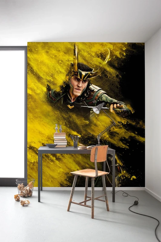 Komar Marvel Non-Woven Photo Wallpaper - Loki Yellow Dust - Size 200 x 250 cm - Children's Wallpaper