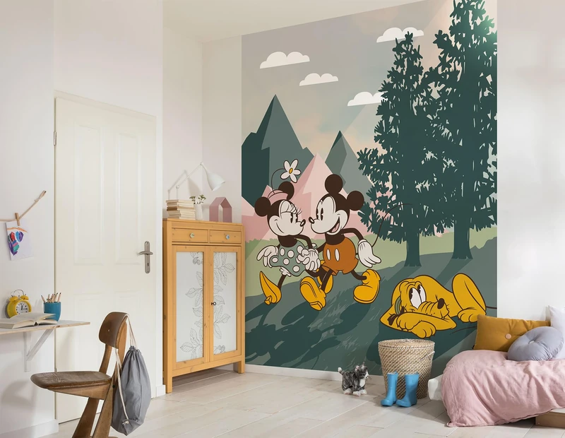 Komar Disney Non-Woven Photo Wallpaper - Mickey & Minnie Embrace Nature - Size 200 x 250 cm - Children's Bedroom Wallpaper