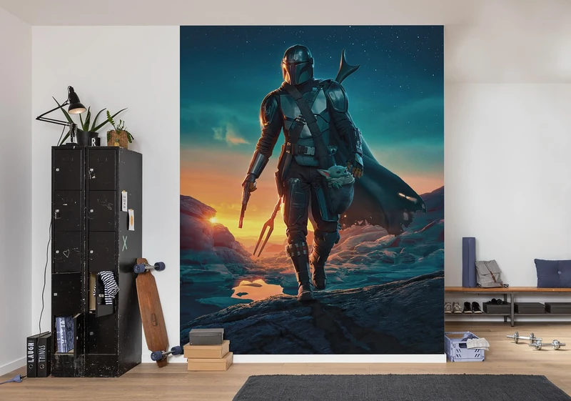Komar Star Wars Non-Woven Photo Wallpaper - The Mandalorian Gunslingers - Size 200 x 250 cm - Children's Bedroom Wallpaper