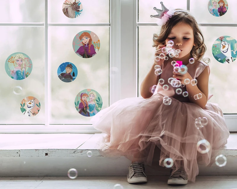 Disney Frozen Royal Bubbles Window Stickers, Size 30 x 30 cm, 2 Sheets, Children's Room, Baby Room, Window Stickers